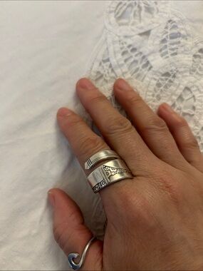 Silver Plated Spoon-Handle Wrap Ring in Silver